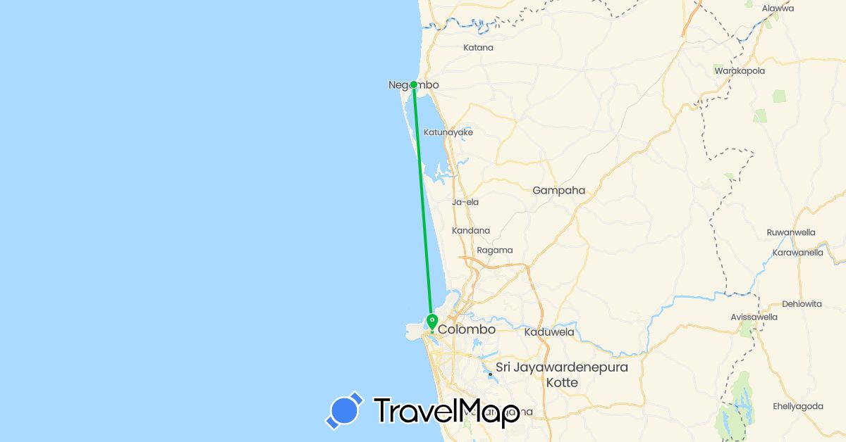 TravelMap itinerary: driving, bus in Sri Lanka (Asia)